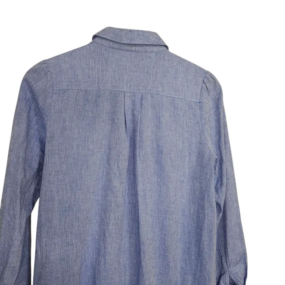 Tuckernuck Blue Cotton Chambray Callahan ButtonDown Shirt Dress Ruffle Hem Small - Picture 6 of 11